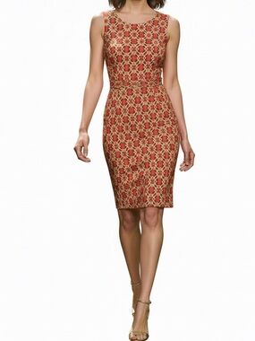 🔴 5 for 25$ - Elegant Red Patterned Midi Dress